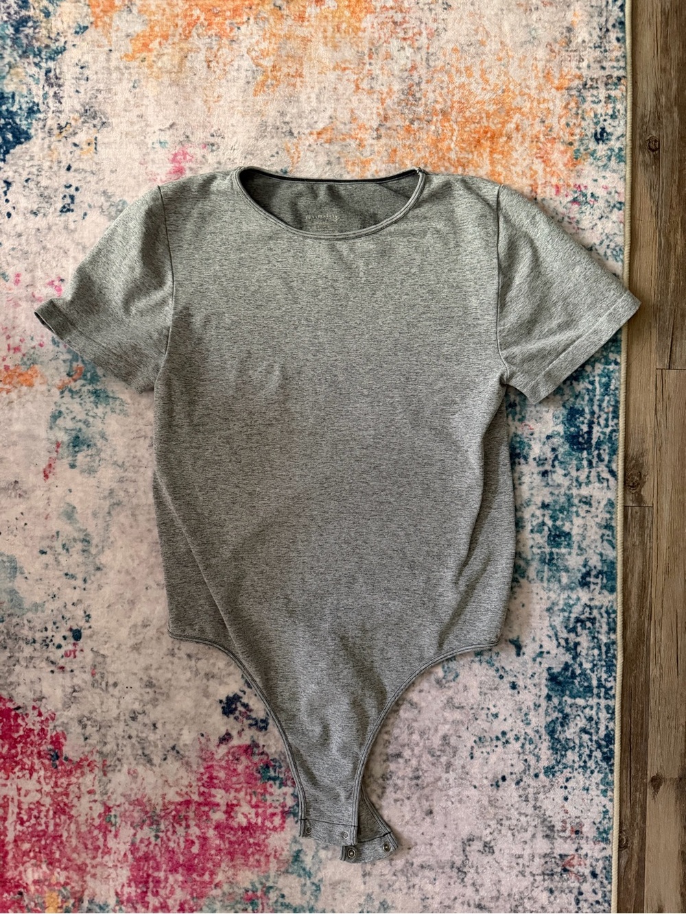 Free People Grey Short-Sleeve One-Piece Bodysuit